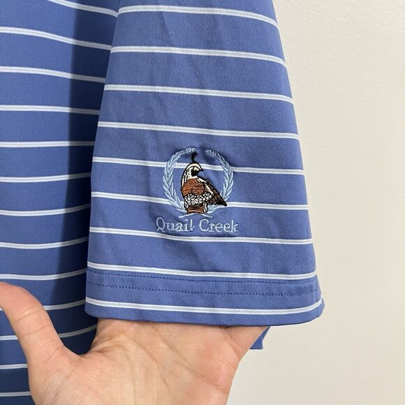 Fairway Green FG Tech Polo Shirt Men's XL Blue Striped USA Golf Quail Creek Top - Picture 5 of 8